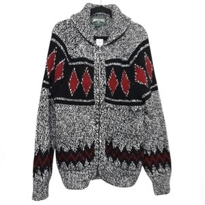 American eagle outfitters cardigan mens M cable knit collared grey fair isle Y2K